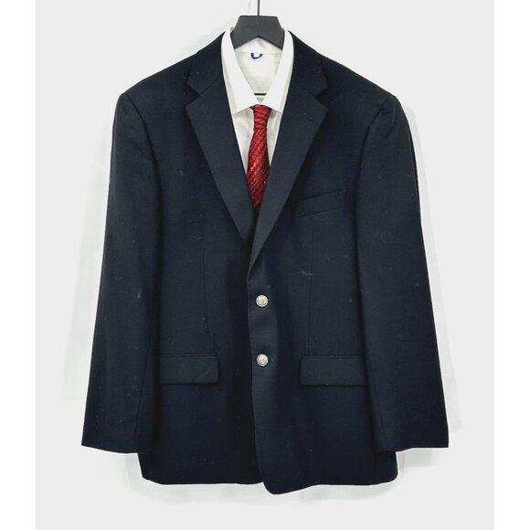 JOSEPH ABBOUD jacket blazer sport coat silver buttons 100% wool black 44R - Picture 1 of 9